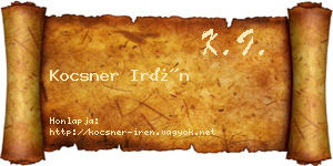 Kocsner Irén névjegykártya